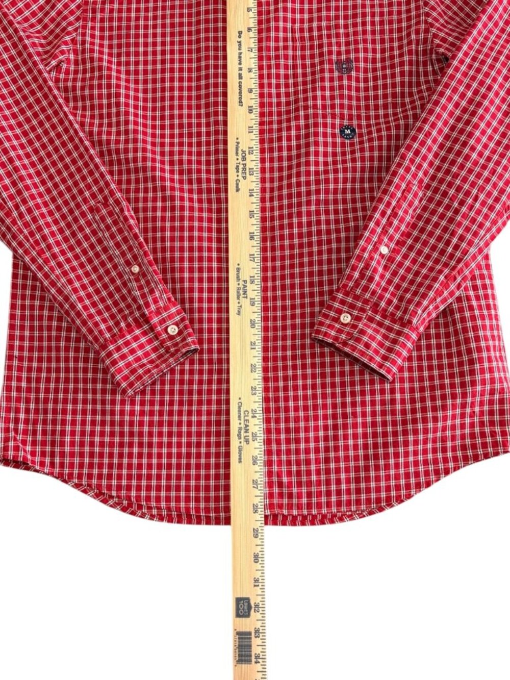 Chaps Long Sleeved Plaid Button Up Shirt Easy Care Red Mens Medium NWT - Picture 9 of 10